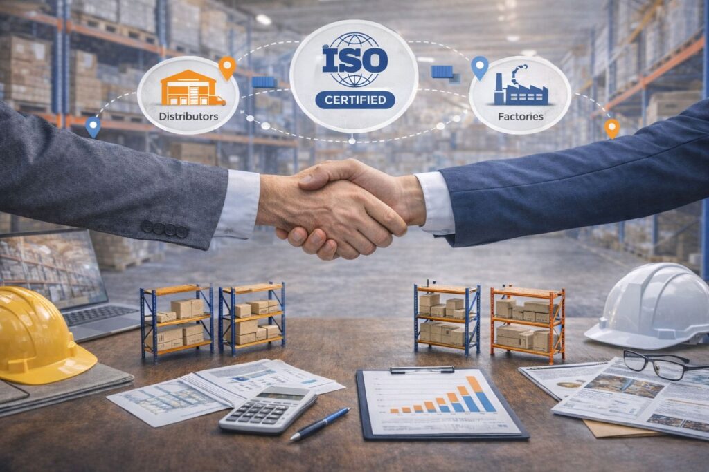 Bashkëpunim profesional në ambient industrial mes partnerëve të Raftinex për furnizim dhe projekte rafte metalike.